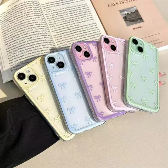 Adorável Bowknot Doces Caso De Telefone Para iPhone 16 17 15 14 13 12 11 Mini Pro Max X XR XSMax 7 8 Plus 16E Capa Macia