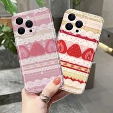 Bolo De Morango Caso Claro Para Samsung A05 A15 A25 A35 A55 A06 A16 A36 A56 A26 A23 A14 A34 A54 A13 Capa Macia