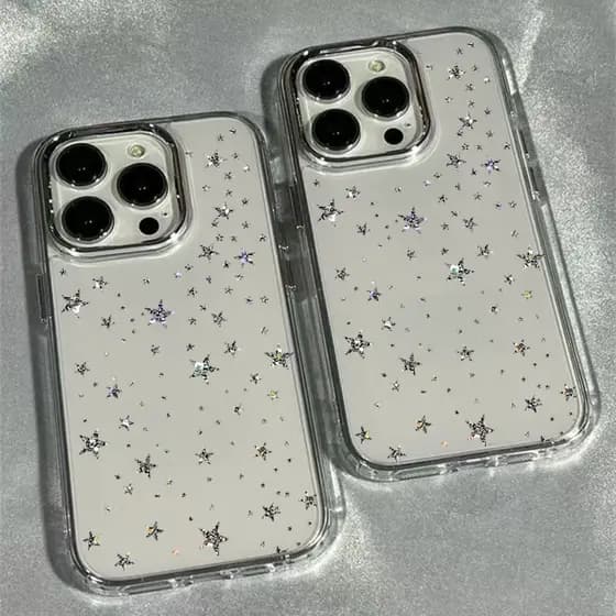 Moda Ins Estrelas Caso De Telefone Para IPhone 17 16e 16 15 14 13 12 11 Pro Max X XR XSMAX 8 7 Ar Plus Claro Capa Macia