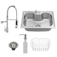 Kit Cuba Cozinha Aço Inox C/ Torneira Gourmet Spray Extensor
