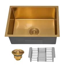 Cuba Cozinha Gourmet Pia Aço Inox Quadrada Dourado Gold