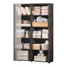 Arara Organizador com 5 Nichos e Cortina Multiuso para Quarto Brinquedos Roupas Bolsas Livros