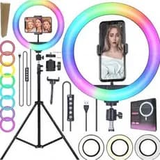 Ring Light Colorido 10 ou 18 Polegadas 45cm com Tripe 2,10mt - Kit YouTuber RGB