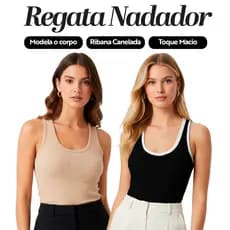 Kit 2 Regatas Nadador Femininas em Ribana - Regata Básica Feminina Casual Dia a Dia