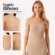 Vestido Midi Feminino Canelado Premium Casual Básico