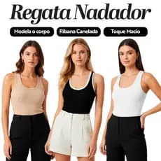 Kit 3 Regatas Nadador Femininas em Ribana - Regata Básica Feminina