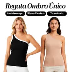 Kit 2 Regata Feminina Um Ombro Só Assimétrica em Ribana Canelada Premium – Algodão Macia, Confortável e Estilosa para
