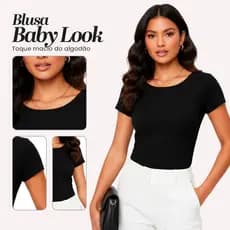 Blusa Feminina Baby Look Ribana Premium Canelada Blusa Básica Elegante Flexível Leve Moda Dia a Dia Casual