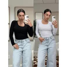 Kit 2 Blusas Manga Longa de Ribana Premium: Elegância e Conforto para Mulheres, Perfeitas Dia a Dia