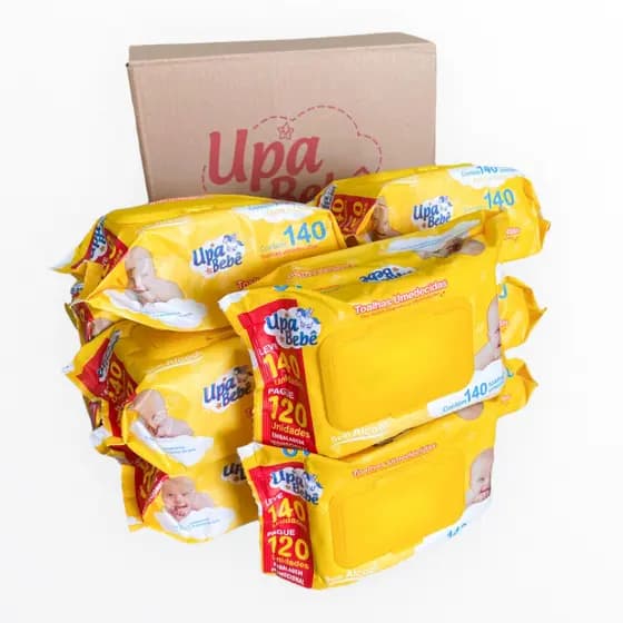 Kit 1400 toalhas umedecidas Upa bebê 140 ((CAIXA 10 UNIDADES)) sem álcool
