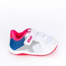 Tênis Infantil Bebê Menina Calce fácil Colors  Kidy Branco Pink Glitter