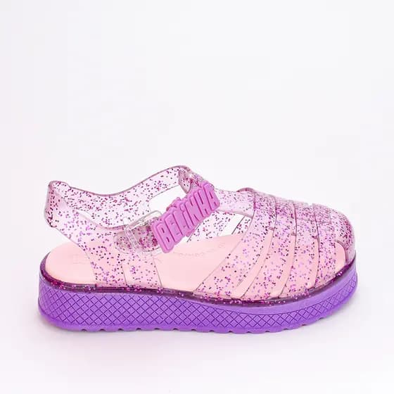 Sandália Infantil Plataforma Canal da Belinha Lilás Glitter