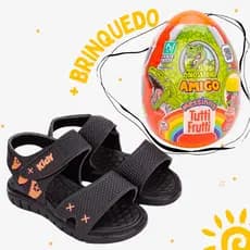 Sandália Infantil Kidy Toys Com Brinquedo Surpresa Preto Laranja Neon