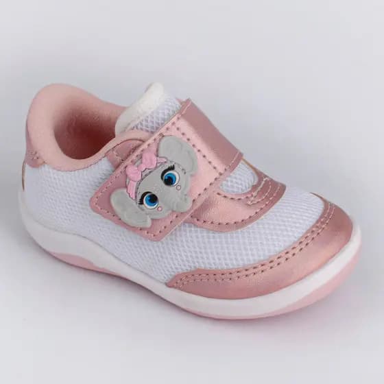 Tênis Infantil Menina Kidy Colors Elefante Equilíbrio Calce Fácil Seguro Antiderrapante Conforto