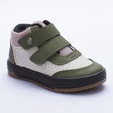 Tênis Infantil Menino Happy Kidy Verde Militar Cano Médio Ajustável Casual Moderno Confortável Moda