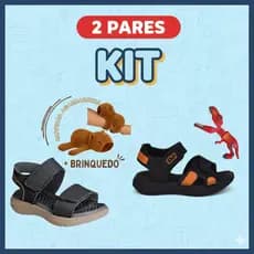 Kit 2 Pares Sandália Menino Kidy Capivara + Sandália Dino Confortável Anatômica Brinquedo Divertido