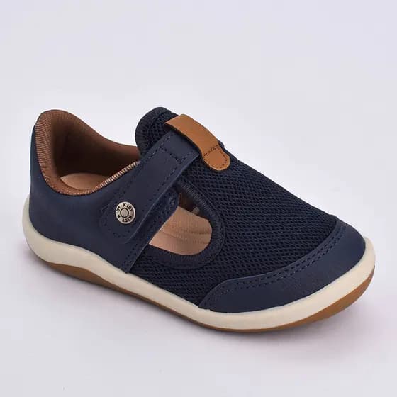 Tênis Infantil Menino Kidy Colors Equilíbrio Marinho Calce Fácil Confortável Primeiros Passo Baby