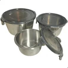 Conjunto 3 Tigelas Inox com Tampa Vedada Bowl Multiuso Pote de Armazenar Alimentos
