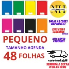 Kit 10 OU 5 Cadernos Brochura PEQUENO 48 folhas capa dura Jandaia Caderno Brochurao Papelaria