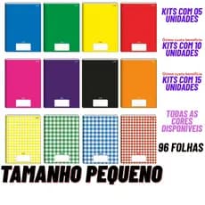 Kit 5/10/15 Cadernos Brochura PEQUENO 96 folhas capa dura Jandaia Caderno Brochurao Papelaria
