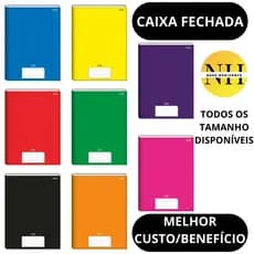 Caixa 8 Pacotes Cadernos Brochurao Grande 96/48 ou 12 Pacotes Cadernos Brochura PEQUENO 96/48 folhas capa dura Jandaia