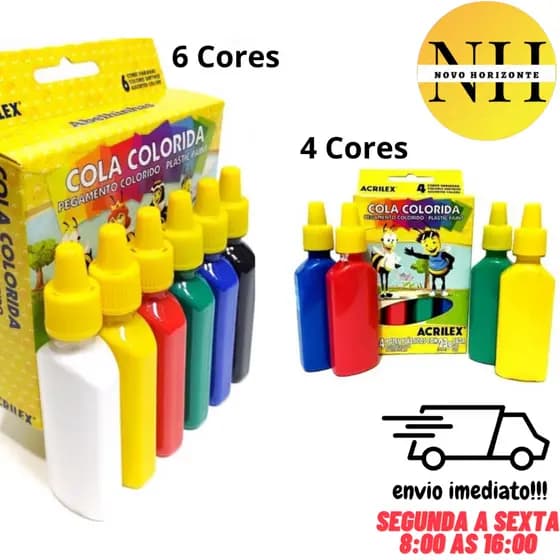 Cola Colorida Infantil 23g Acrilex Sortida