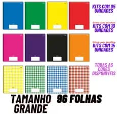 Kit 5/10/15 Cadernos Brochura Grande A4 96 folhas capa dura Jandaia Caderno Brochurao Papelaria