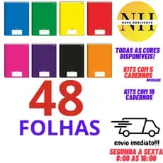 Kit 10 OU 5 Cadernos Brochura Grande A4 48 folhas capa dura Jandaia Caderno Brochurao Papelaria