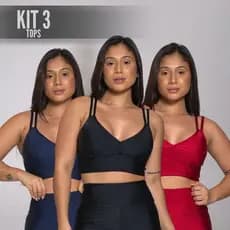 Kit 3 Tops Variados Academia Fitness Treino Alcinha Com Bojo Removível Feminino