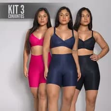 Kit 3 Conjuntos Variados Feminino Academia Top e Bermuda Legging Fitness