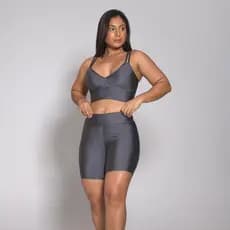 Conjunto Feminino Academia Top e Bermuda Legging Fitness Treino Luxo