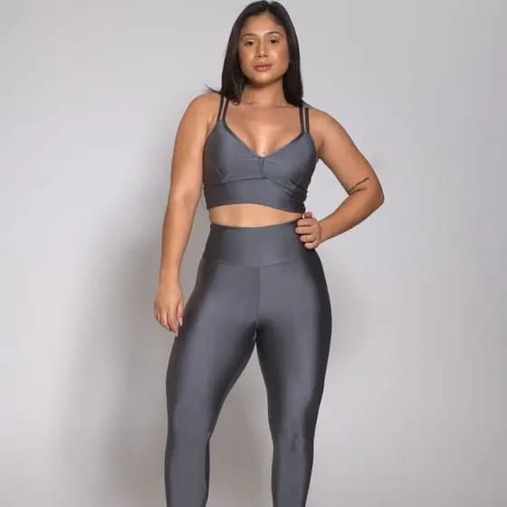 Conjunto Feminino Academia Top e Legging Fitness Treino Luxo