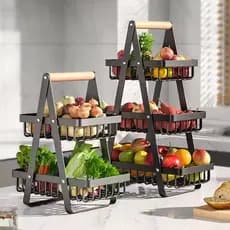 Fruteira de Mesa ou Cesto Multiuso Cesta de metal portátil Organizador para Casa Cozinha Escritório