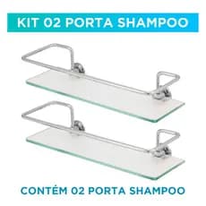 Kit 02 Porta Shampoo Suporte De Banheiro Shampoo Reto Vidro 6mm