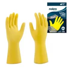 Par de Luvas Nobre Silver Látex M Amarela Hipoalergênica - Cozinha, Limpeza e Proteção