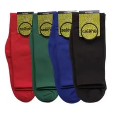 Kit 4 Pares Meião Infantil Juvenil Adulto Selene Meiao Preto Azul Verde Vermelho Meiao Jogar Bola