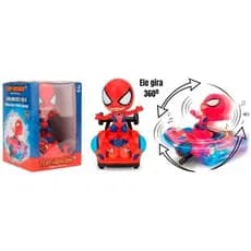 Boneco Herói Aranha Luminoso Giratório Brinquedo Infantil Ação Vermelho