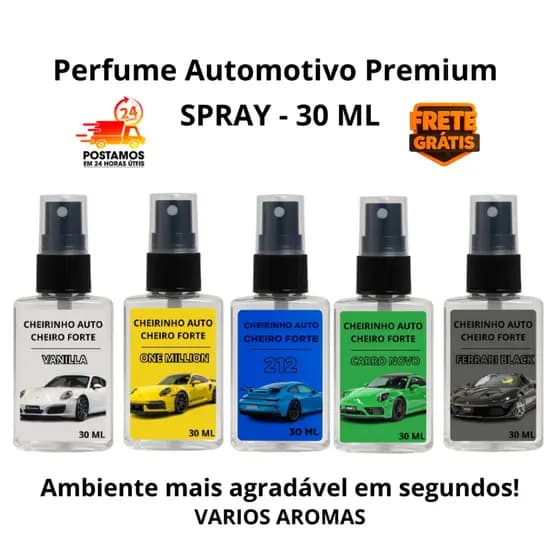 03 Unid Spray 30ml Cheirinho Automotivo – Aroma Premium para Seu Carro Novo Alta fixação