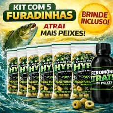 Kit 5 Ração Furadinha Pegadeira Para Pesca + Feromônio Atrativo Grátis Tilápia Tambaqui