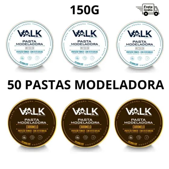 Kit 50 Pomada Modeladora Valk Varios Modelos 150g Revenda Barbearia Atacado Efeito Brilho