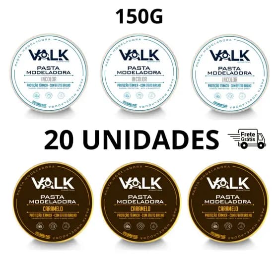 Kit 20 Pomada Modeladora Valk Varios Modelos 150g Revenda Barbearia Atacado Efeito Brilho