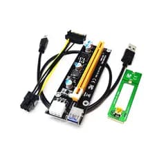 Novo 1X A 16X M2 NGFF PCI-E Express Extensor Riser Cartão Adaptador 60CM Cabo USB 3.0 6Pin De Alimentação Para Mineração