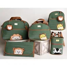 Kit Bolsas 5 Peças de Maternidade Para Bebê Família Bichinhos
