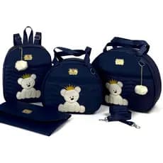 Kit de Bolsas Para Saída de Maternidade Ursinho com Mochila e Trocador de bebê