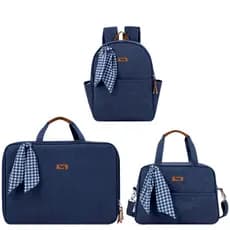 Kit 3 Bolsas Maternidade HUG Mescla Azul - Mala + Mochila + Bolsa M