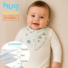 Kit 2 Babador Bandana Bebê HUG Original Impermeável Várias Cores Algodão Menino e Menina