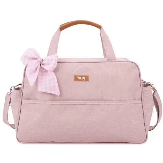 Bolsa Maternidade Grande HUG Original Mescla Rosa Menina com trocador
