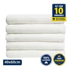 10 Panos De Chão Branco Alvejados Grande Premium 40cm x 60cm Absorvente Limpeza Geral Atacado Banheiro Casa