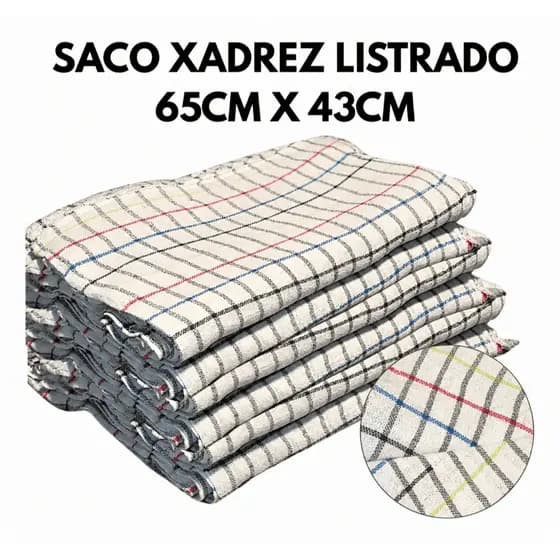 Kit 10 Panos de Chão Grande Branco Quadriculado 43x68cm Limpeza Faxina Casa Banheiro Cozinha