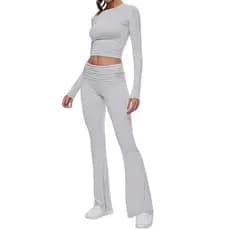 2 Peça Conjunto de pijama Longo Feminino Casual Manga Longa topo e Calças Compridas define Lazer Casa Roupas Sleepwear